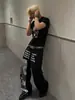 Pantalones deportivos casuales estilo callejero americano para hombre, nuevo estilo holgado de verano con estampado de notas musicales, pantalones rectos de pierna ancha hasta el suelo