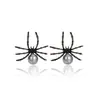 Pendientes de Halloween con diseño de araña de viento oscuro exagerados, estilo gótico punk, con perlas y personalidad, de estilo transfronterizo europeo y americano.