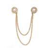 Broche de moda europea y americana para traje, alfiler de cuello de diamante, clip de cuello de camisa para hombres y mujeres, cadena de borla, accesorio de ropa