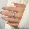Anel Vazado Geométrico Simples Gato Antigo Ning Feminino Estilo Japonês e Coreano Personalidade Simples Criativo Europeu e Americano Anel Design de Diamante