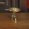 Latón Sólido Puro Retro Hoja de Loto Niño Pequeño de Libro Escritorio de Oficina Portaincienso de Flujo Inverso Pequeños Adornos Quemador de Incienso Creativo