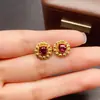 Pendientes de Granate de Magnesio-Aluminio Natural Transfronterizos para Mujer, Joyería de Plata 925 de Gama Alta de Nicho, Moda 5*5, Ventas Directas de Fábrica