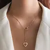 Collar con Colgante de Corazón de Moda Transfronterizo Cadena para Suéter de Aleación Cadena para Clavícula Lujo Ligero Gama Alta Simple Exquisito Cadena con Colgante de Corazón