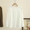 Primavera e Outono Novo Estilo Coreano 100kg Gordo mm Mais Fácil para Combinar Casual Patchwork Cor Sólida Camiseta Manga Longa Tamanho Grande Roupas Femininas 6887
