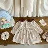 Vestido de Manga Larga de Primavera para Bebés Niñas, Hermoso Vestido Floral con Cuello de Muñeca para Niñas, Nueva Ropa Infantil Estilo Primavera