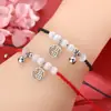 Pulsera de Campana de la Fortuna de Piedra Ojo de Gato Tejida a Mano Pareja Mejor Amigo Joyería de Alto Valor Sencilla Niche Ins Pulsera