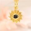Collar geométrico dorado redondo con forma de O de ojo de diablo para mujer, colgante de cobre con microincrustaciones de circonita y girasol, joyería