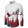 Camisa de Manga Larga para Hombre de Navidad Nueva, Europea y Americana, con Impresión Digital 3D, Camisa Versátil Casual de Moda