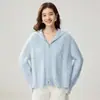 Suéter de Cachemira con Capucha Tejido de Cable 2026 Otoño/Invierno Nuevo para Mujer Cardigan Súper Grueso con Cremallera Estilo Dulce Abrigo Holgado Adelgazante