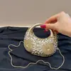 Mini bolso de mano acrílico transfronterizo, moda europea y americana, diseño de nicho con adornos de pedrería, bolso de hombro único en forma de media luna, bolso de noche para mujer, moderno