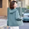 Chaqueta Delgada Estilo Nuevo Otoño 2025 para Madres de Mediana Edad, Chaqueta con Capucha Elegante para Mujeres de Mediana Edad y Mayores, Parte Superior Tipo Parka Casual