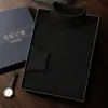 Suéter de Cachemira con Cuello para Hombre Otoño e Invierno Casual de Negocios Joven y de Edad Media Suéter de Punto de Color Sólido Top Base Holgado