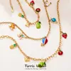 Roda Gigante Aço Inoxidável Gotejamento de Óleo Fruta Zircônia Pingente DIY Corrente de Clavícula Pulseira Anel Moda Luxo Acessível Conjunto para Mulheres