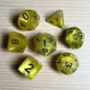 Juego de Dados Poliedros D&D con Patrón de Mármol, Color Mixto Transparente D4D6D8D10D12D20 Caras, Coc, Juego de Mesa, Juego de Siete Piezas