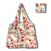 Bolsas de Compras Plegables en Stock, Bolsas Plegables Ecológicas, Bolsas de Almacenamiento Portátiles Creativas de Poliéster Estampado de Frutas en Stock