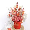 Mudanza a la Casa, Cubo de Frutas de la Fortuna, Decoración con Arreglo Floral, Cubo de Bendición Floral de Nochevieja con Frutas Rojas, Fabricante de Cubo de Abrazo de Año Nuevo con Frutas Rojas