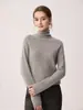 Suéter de Punto 100% Cachemir Puro de Cuello Alto para Mujer, Top de Manga Larga, Capa Base Suave y Lisa, Estilo Simple Elegante, Suéter de Color Sólido
