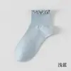 Calcetines de Algodón de Xinjiang para Mujer, Calcetines Cortos Finos de Verano, Antibacterianos, Desodorantes, Absorbentes de Sudor, Calcetines con Borde Fruncido, Calcetines Lindos de Media Pantorrilla para Niña