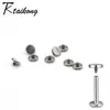 Liga de Titânio F136 Rosca Externa Prego Plano Pequeno Redondo Bolo Titânio G23 Unha de Lábio Brinco de Orelha Acessórios para Piercing Brincos de Piercing