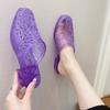Sandalias transparentes de red para mujer, de punta cerrada, combinan con todo, para el verano, estilo ins, antideslizantes, casuales, con tacón grueso, para usar en exteriores, moda, que aumentan la altura, de cristal