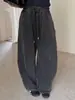 Calça de moletom GAGD estilo americano, lavada e com efeito desgastado, 360G, batik, para mulheres, outono 2026, calça casual larga, solta, com corte curvo