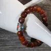 Coração de Açúcar de Tuia Envelhecido Material Contas de Corte Reto Pulseira com Motto de Seis Caracteres Pulseira de Contas Budistas Rosário para Homens e Mulheres