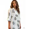 Ropa de mujer transfronteriza, comercio exterior europeo y americano, camisa de mujer estampada de moda para primavera y verano, holgada, de manga larga, con mangas remangadas, camisa casual