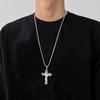 Collar con Colgante de Cruz en Capas Incrustada de Diamantes, Estilo Punk, Cadena para Suéter Única y de Nicho, para Hombres y Mujeres