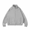 Ropa Vintage Yidao Otoño 2026 Nuevo Retro Americano Básico Color Sólido Simple Holgado Cremallera Cuello Alto Cardigan Sudadera