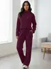 Conjunto Moderno para Outono/Inverno 2026, Estilo Europeu e Americano Transfronteiriço Amazon, Gola Alta, Cor Sólida, Espessado, Conjunto de Duas Peças Escovado