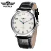 Vencedor Moda Masculina Europeia e Americana Casual Simples Relógio Automático Mecânico em Branco e Preto