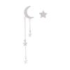 Aretes Asimétricos de Estrella y Luna con Borla Aguja de Plata Aretes Largos Femeninos de Diseño Nicho para Mujer 2024 Nueva Tendencia