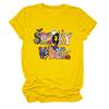Camiseta de moda transfronteiriça europeia e americana, vibes assustadoras, personalidade, nova, gola redonda, manga curta, feminina, plus size, atacado