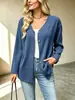 2026 Moda Casual Europea Amazon Color Sólido Cuello en V Manga Larga Botón Cardigan de Punto Holgado Estilo Perezoso