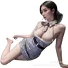 Nueva lencería sexy de Guinuo, vestido ajustado sexy de secretaria, uniforme de tentación de chica hot de deseo puro, conjunto de pijama para mujer qqny