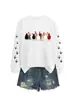 Amazon Ebay Estación Independiente Moda Elegante Interesante Sudadera con Cuello Redondo y Mangas de Pollo Estampado de Patas de Pollo para Mujer
