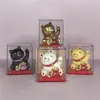 Gato de la Fortuna Solar de 2.2 pulgadas Luz Energía Gato de la Fortuna Decoración de Pastel de Horneado Adorno de Coche Frontal de Caja Registradora