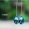925 Acacia Moda Nuevos Pendientes de Cristal Pendientes Simples Largos Ligeros de Lujo Gota de Agua Pendientes Elegantes Corea del Sur Combinan con Todo