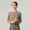 Suéter 100% Caxemira Pura Feminino Gola Redonda Slim Fit Camada Base Tricô Outono Inverno Novo Estilo Cor Sólida Versátil Top de Tricô