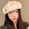Boina Versátil Estilo Coreano para Mulheres, Outono e Inverno Estilo Literário Japonês, Boina que Afina o Rosto, Chapéu Newsboy Artista para Cabeça Grande