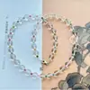 Collar de Cristal Blanco Natural, Cadena para Clavícula, Cuentas Pequeñas de Turmalina, Cuentas Separadoras, Temperamento Dulce y Fresco, Joyería de Moda al por Mayor