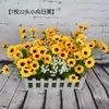 7 Tenedores, 22 Flores, Flores Artificiales de Girasol, Margaritas Pequeñas, Cabezas de Flores Amarillas, Pequeños Tocados Frescos, Decoraciones de Flores Artificiales de Escritorio