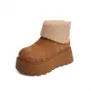 Botas de nieve de plataforma modernas y versátiles para mujeres bajitas, nueva colección de invierno 2026, con forro de felpa añadido para mayor calidez