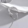 Estilo étnico transfronteiriço de aço inoxidável diamante lua estrela anel de abertura luz de luxo nicho de jóias design Yiwu atacado