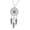 Collar largo con atrapasueños de turquesa, estilo étnico bohemio europeo y americano, joyería retro con borlas y plumas