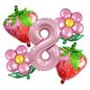 Balões Temáticos de Morango Rosa Flores Havaianas Terno Digital Decoração de Festa de Aniversário para Menina