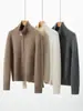 Suéter de Cashmere Grosso 100% de Fio Duplo com Cinco Agulhas, Gola Polo com Meio Zíper, Elegante Suéter de Cashmere para o Outono e Inverno para Mulheres