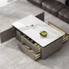 Conjunto de mesa de centro e rack de TV em pedra sinterizada Guangdong Foshan para apartamentos pequenos, sala de estar minimalista moderna para uso doméstico, mesa de centro retangular
