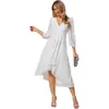 Nuevo Vestido Cruzado de Cuello en V de Manga Larga para Mujer de Amazon, Vestido de Dama de Honor Holgado, Vestido Casual para Fiesta de Noche