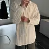 Camisa casual elegante de color liso para hombre, con cuello, textura, para primavera y otoño, top de marca de moda, camisa de manga larga moderna para hombre